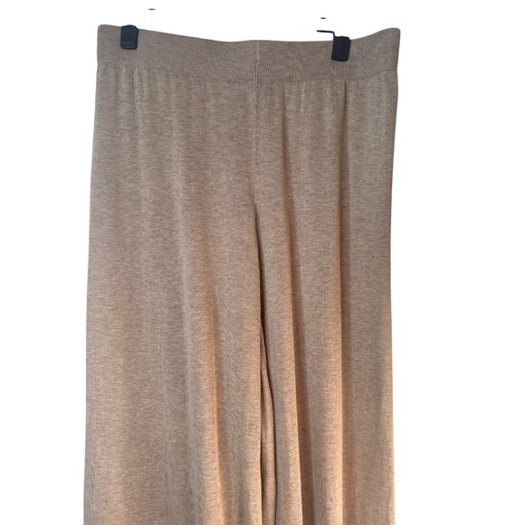 2/$30 ZARA Large Taupe Elastic Waist Wide Leg Silk Cotton Pants - Picture 6 of 14